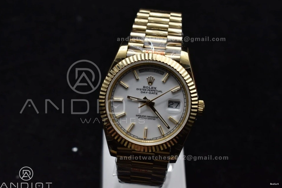 Dial DayDate Bracelet YG Markers On Tungsten White Steel A2836 40 GMF V2 President Stick 904L Weighted 0223